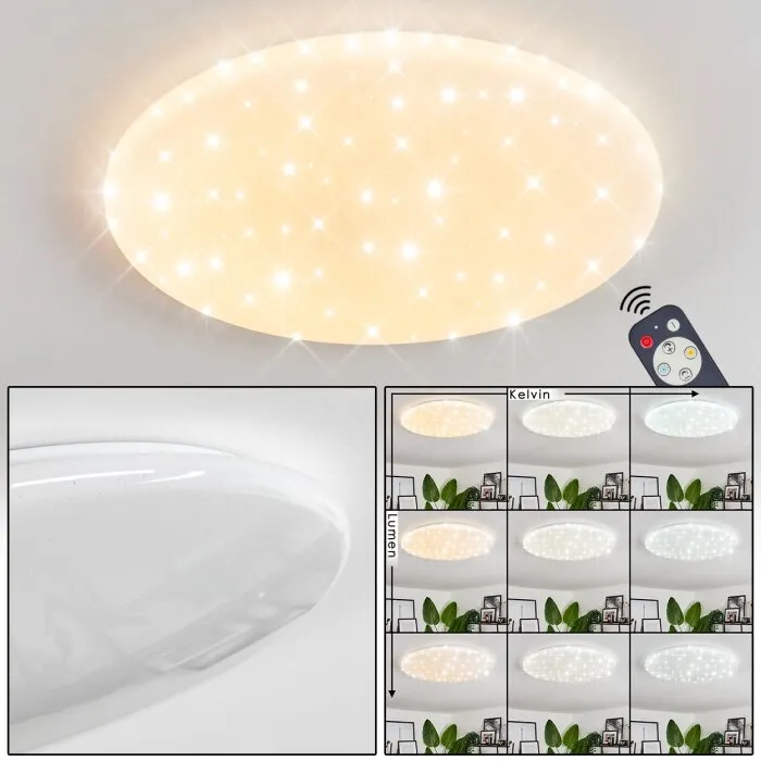 Benifla Plafoniera LED Bianco, 1-Luce, Telecomando
