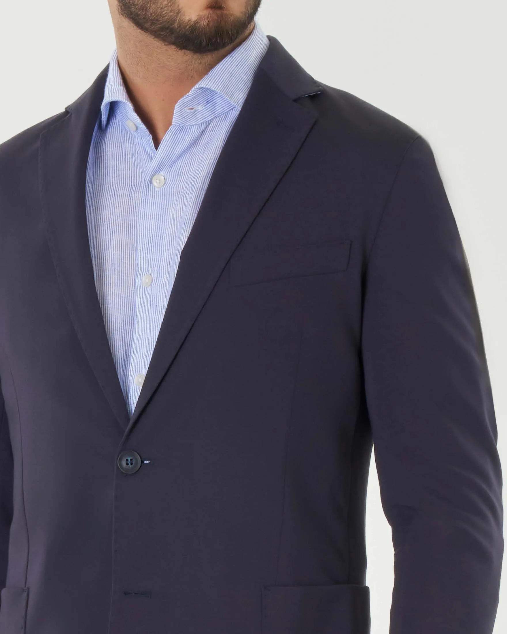Blazer blu in leggero jersey di viscosa stretch