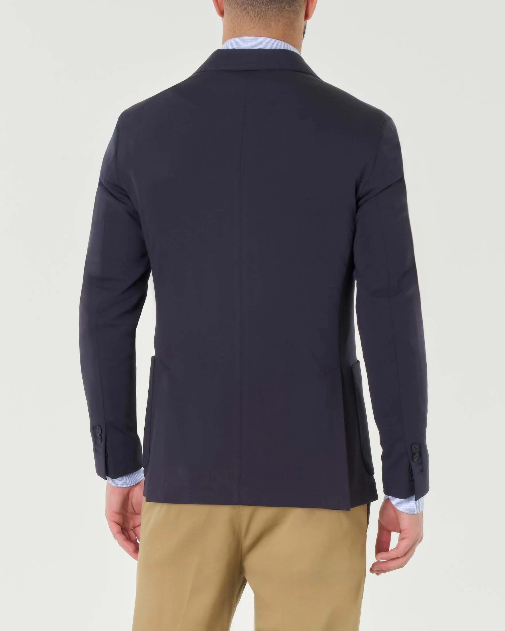 Blazer blu in leggero jersey di viscosa stretch