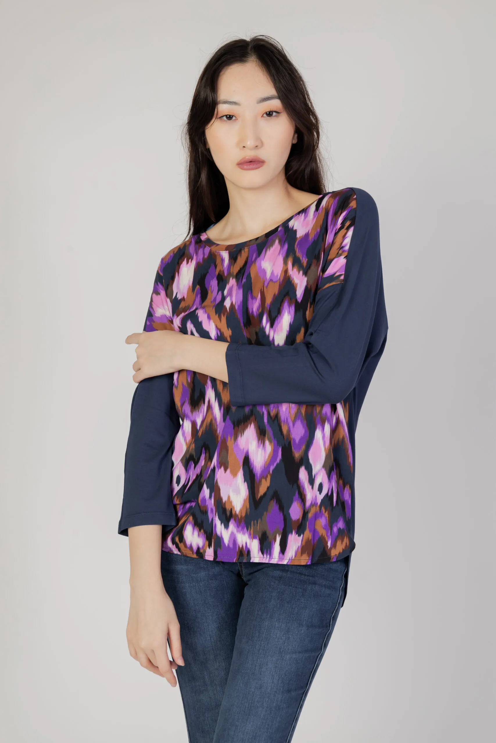 Bluse manica lunga Street One ltd qr batwing printed mat-mix Viola