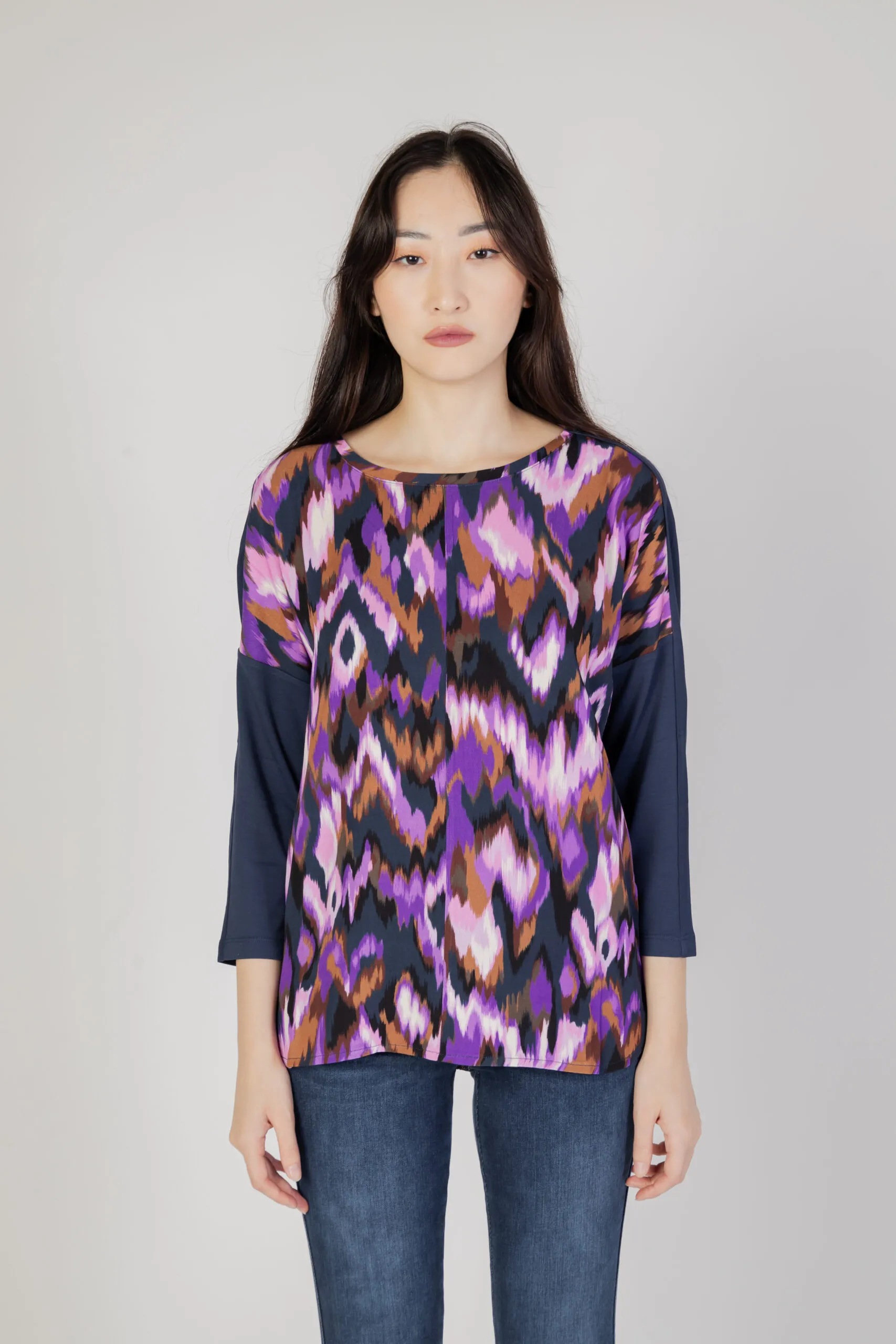 Bluse manica lunga Street One ltd qr batwing printed mat-mix Viola