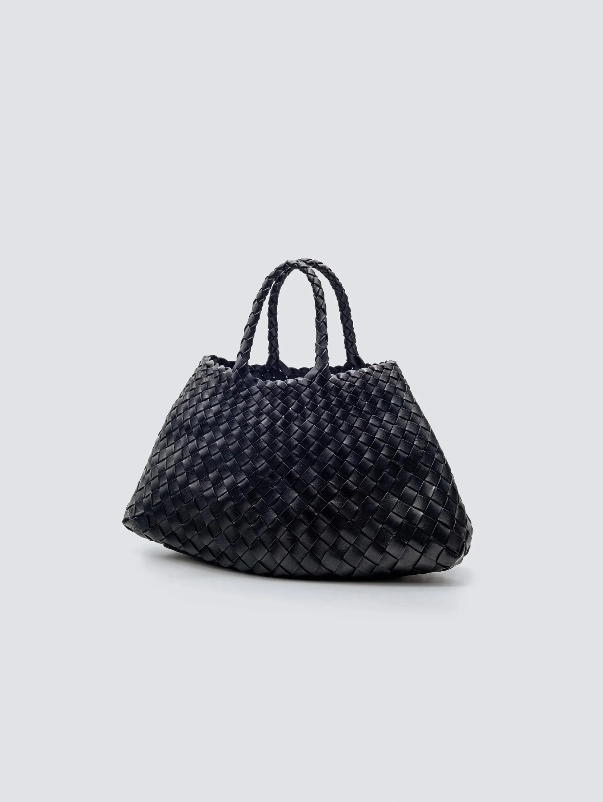 Borsa a Mano in Pelle Intrecciata Santa Croce Small Nero