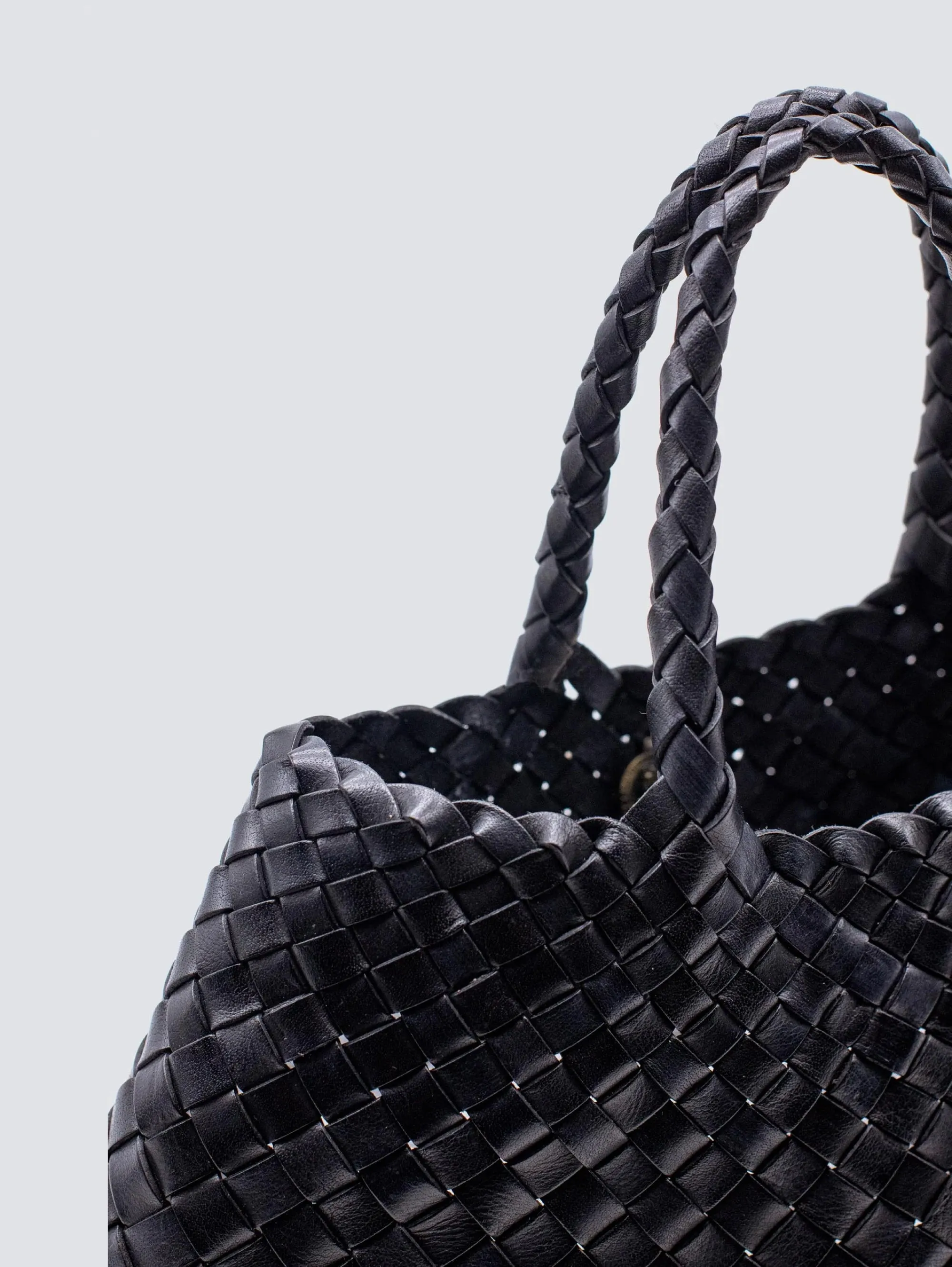 Borsa a Mano in Pelle Intrecciata Santa Croce Small Nero