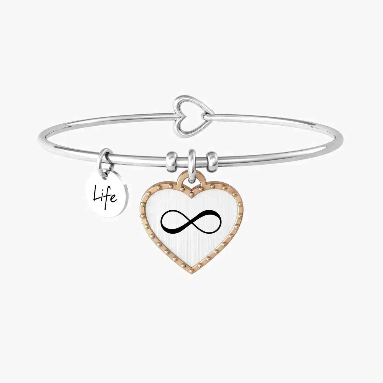 Bracciale Kidult rigido con simbolo infinito e rifinitura borchiata Cuore infinito 732074