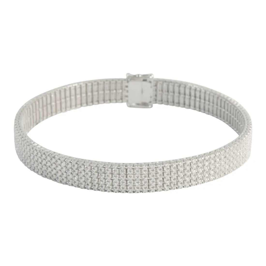 Bracciale  unito 5 file in oro bianco misura 18cm con diamanti ct 2.80