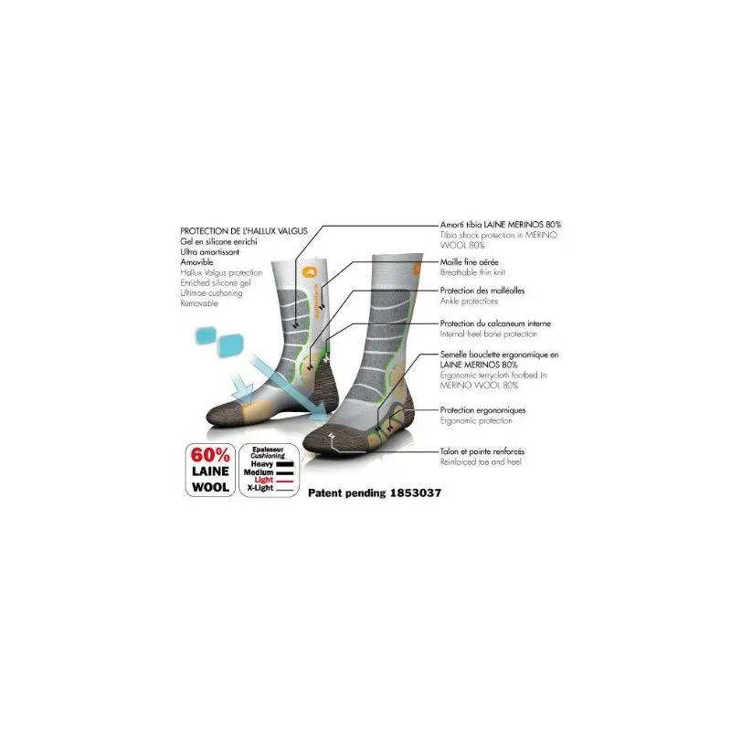 Calzini Monnet GelProtech TREK WOOL (Grigio)