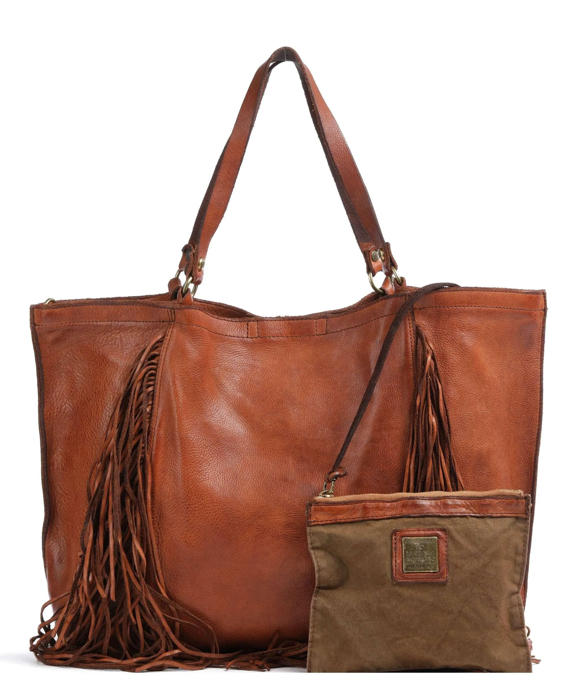  Campomaggi Borsa shopper pelle di vacchetta grana cognac  