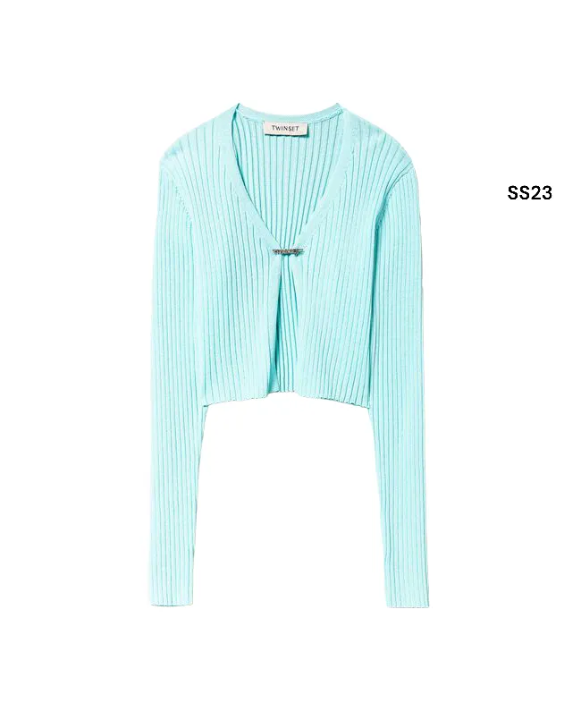 Cardigan lattementa con spilla per bambina