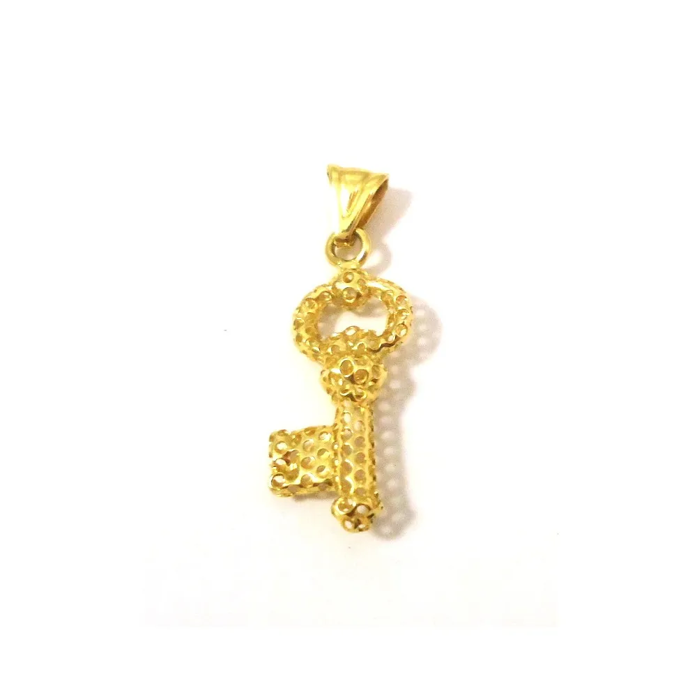 CIONDOLO CHIAVE PORTAFORTUNA IN ORO GIALLO 18 KT + COLLANA LACCIO IN OMAGGIO