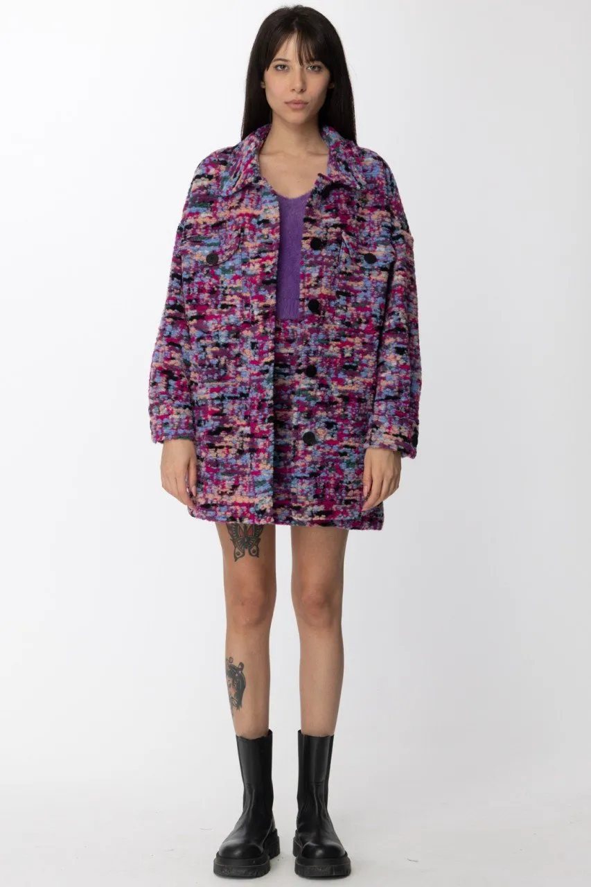 Crop top fluffy con scollo a V Viola