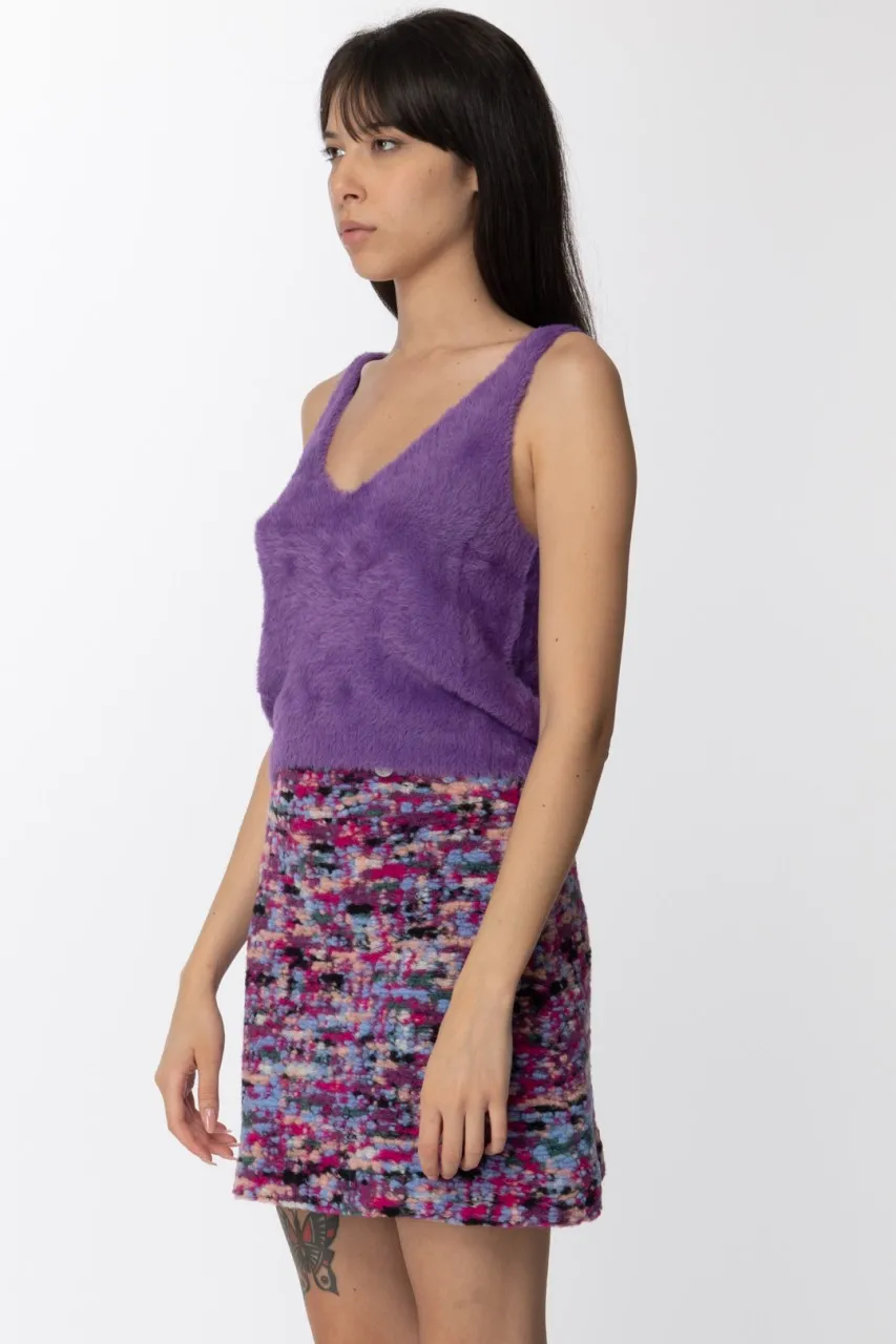 Crop top fluffy con scollo a V Viola
