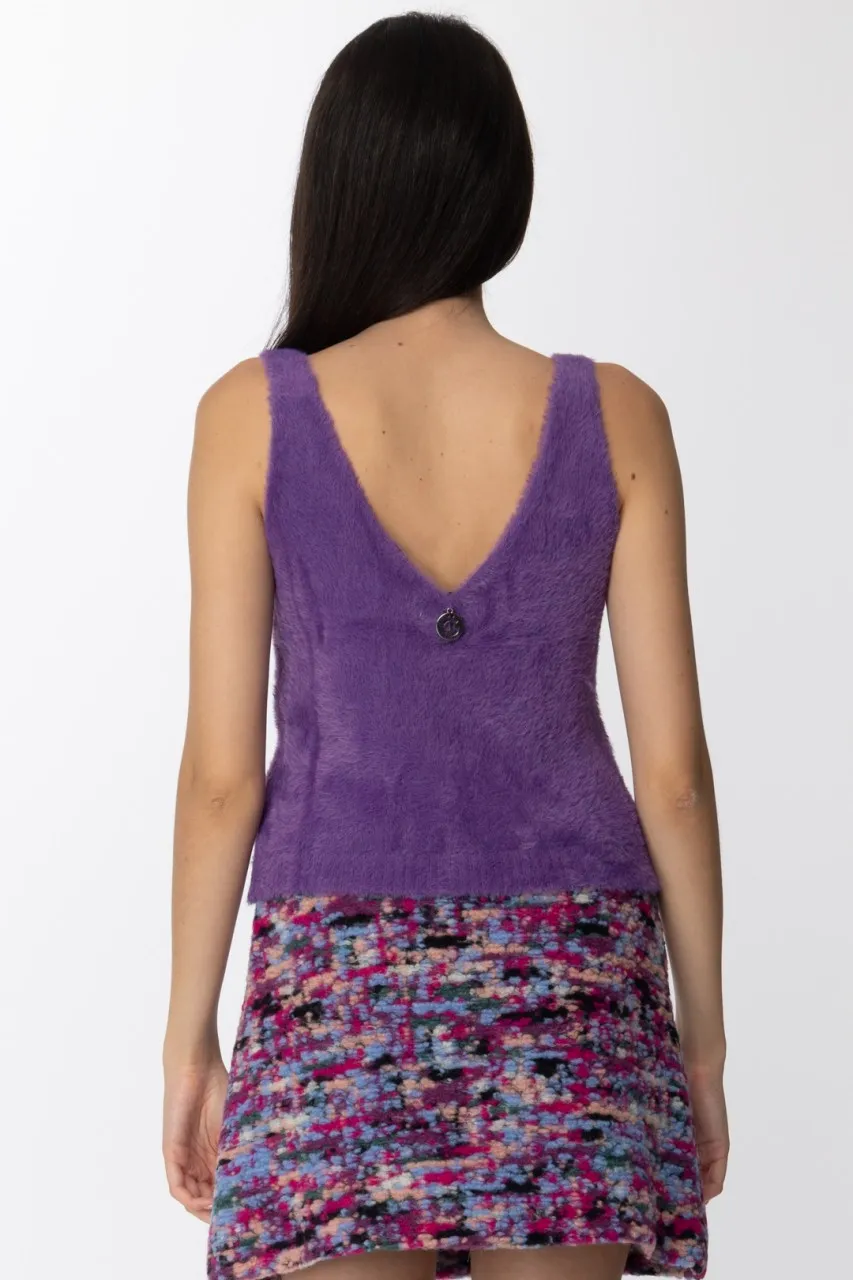 Crop top fluffy con scollo a V Viola