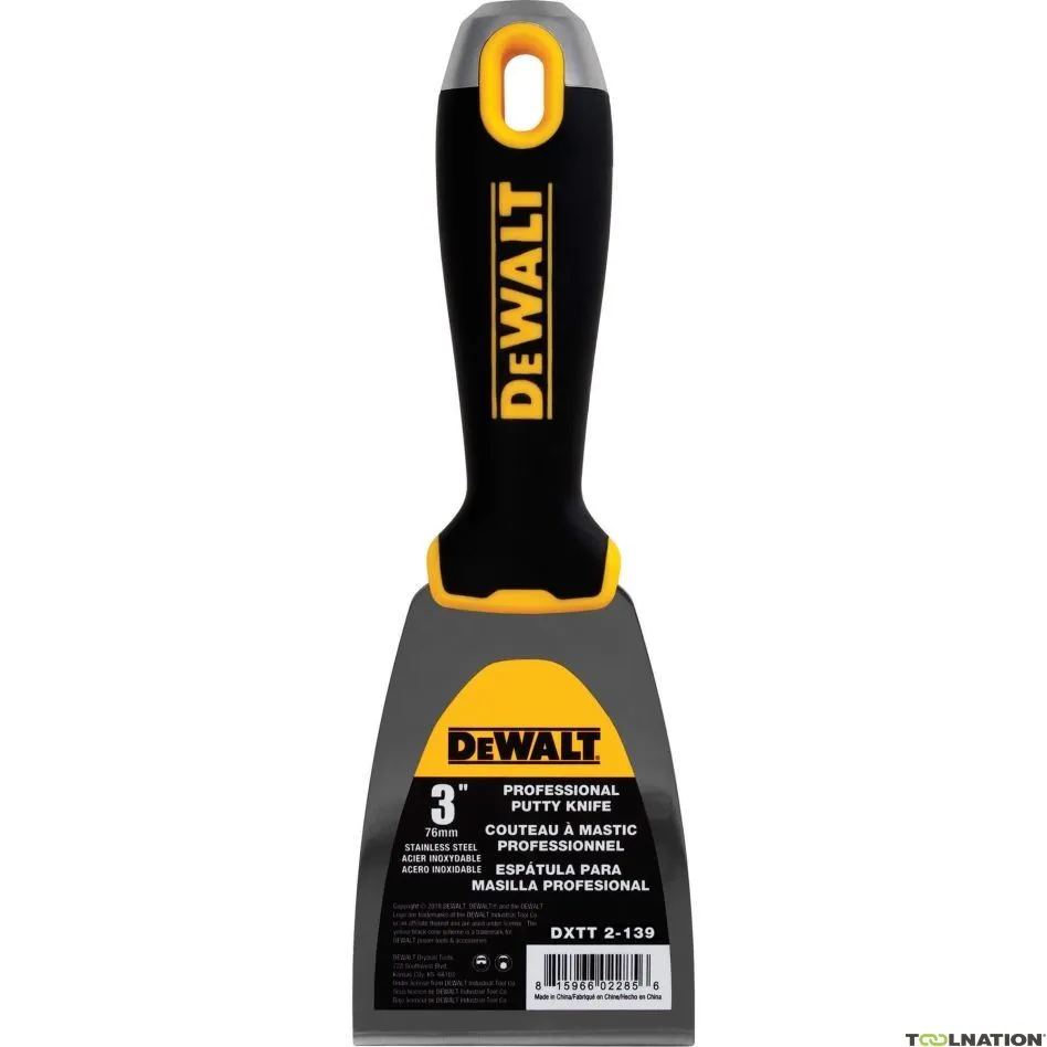 DeWalt Accessori 2-139 Coltello da riempimento in acciaio inox resistente agli urti con impugnatura morbida 76 mm