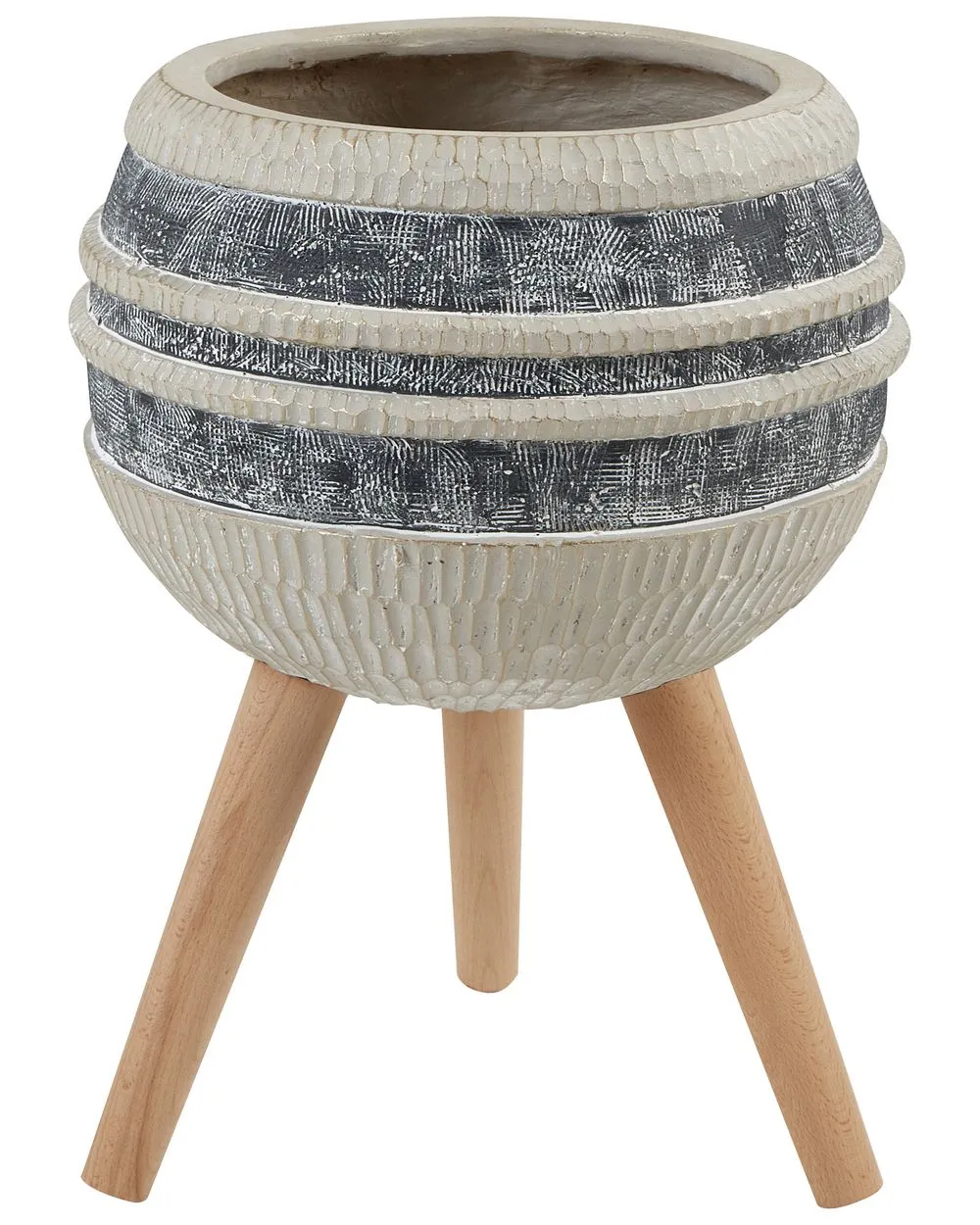 Elevated Plant Pot ATHYRIUM Ceramic 38 cm Beige