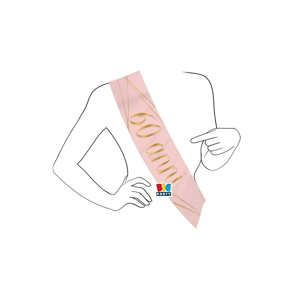 Fascia Premio 60 Anni Rosa Metal, 168x10 cm