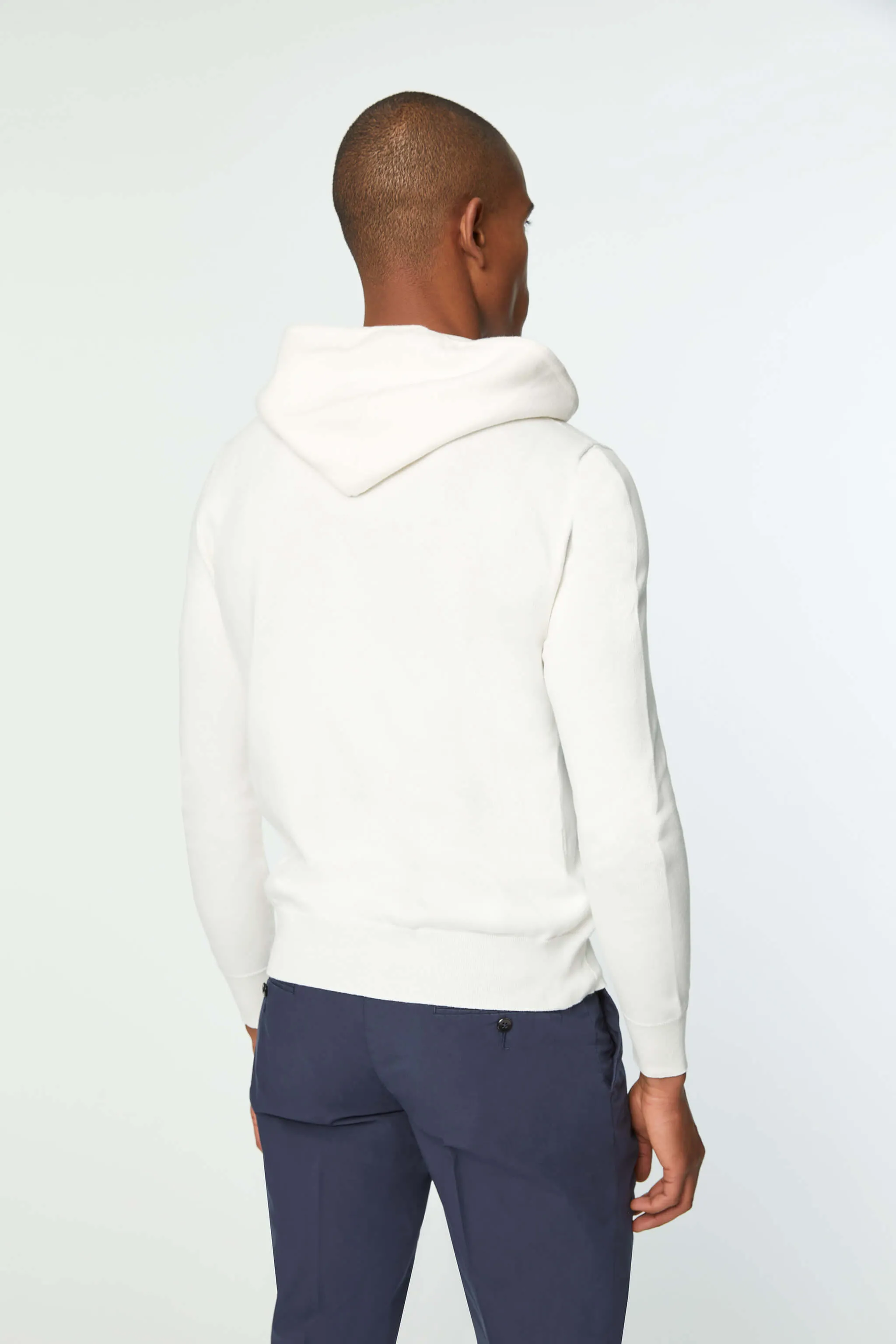 Felpa in maglia con zip bianca