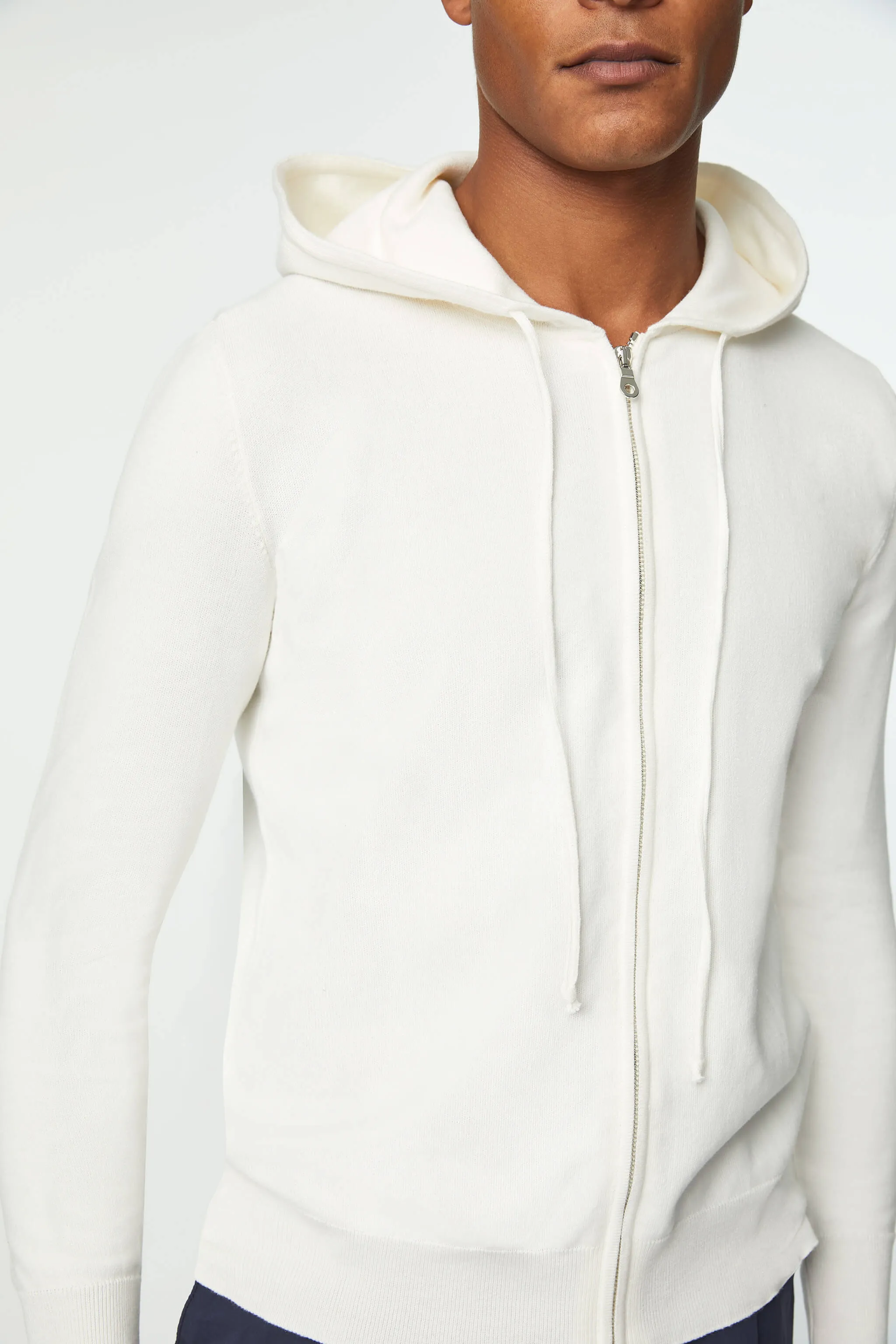 Felpa in maglia con zip bianca