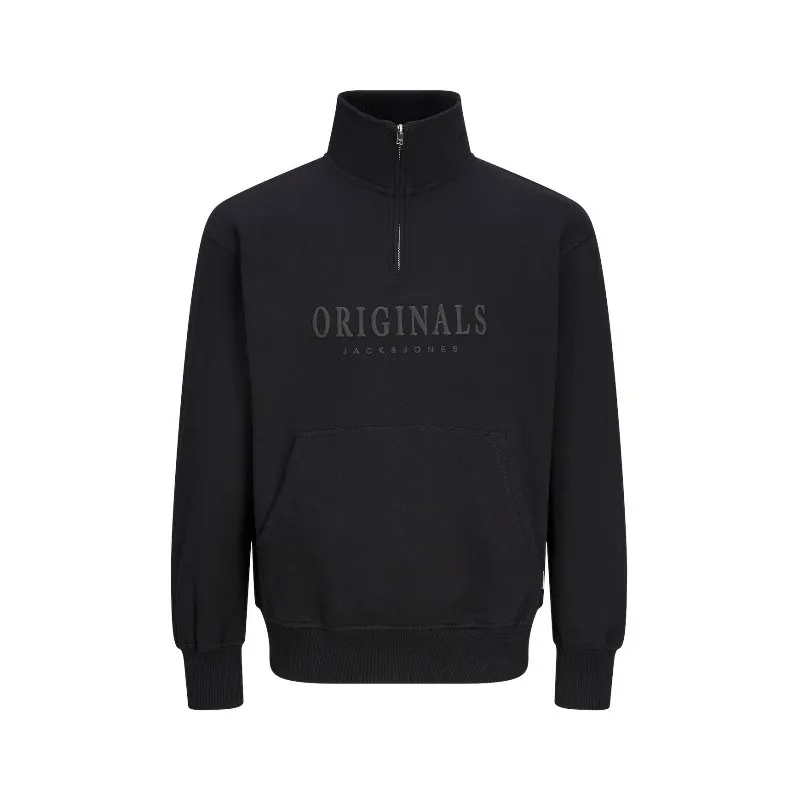 felpa Jack jones taglie forti mezza zip nero