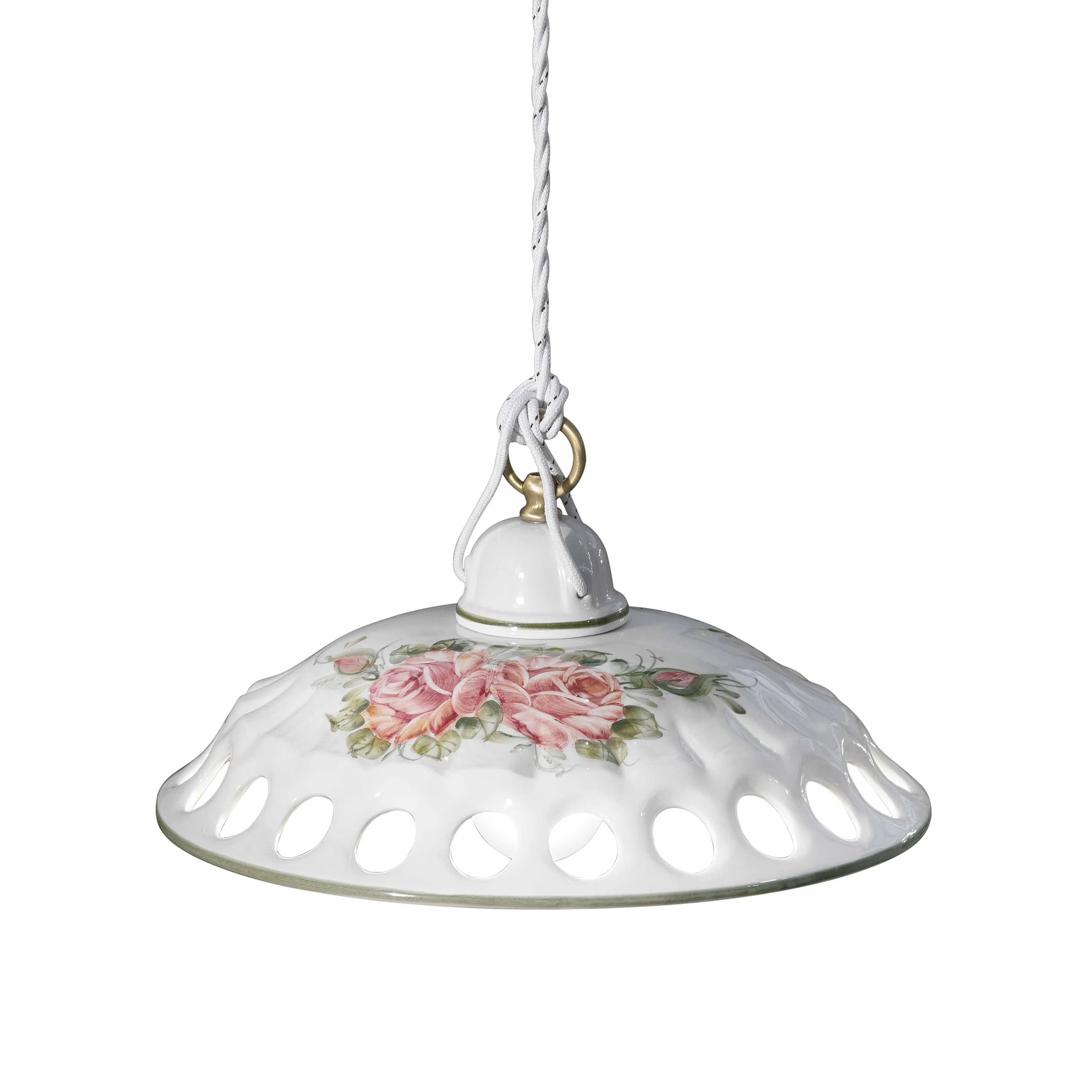 FerroLuce  Lampada a sospensione con diffusore in ceramica decorato a mano design rustico Napoli - 75W