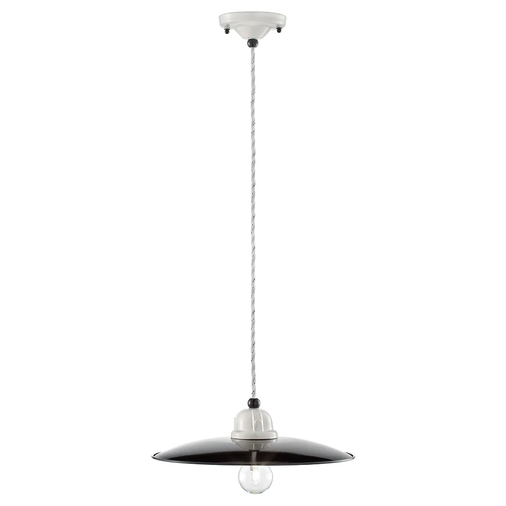 FERROLUCE Suspension - B&W C1611 Noir Céramique Blanc 1 Lumière D. 30