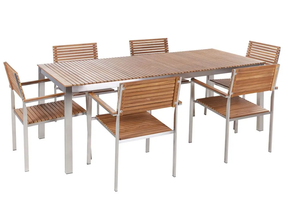 Garden Dining Set 6 Seater VIAREGGIO FSC® Certified Teak Wood Brown