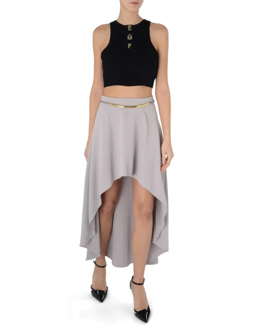 Gonna midi Elisabetta Franchi asimmetrica grigio perla
