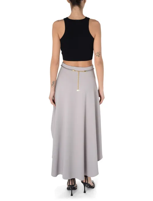 Gonna midi Elisabetta Franchi asimmetrica grigio perla