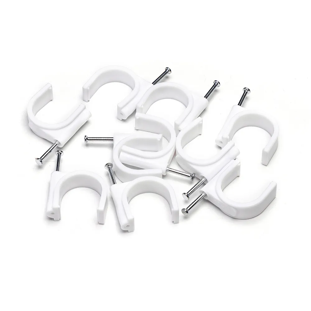Graffette fissatubo con chiodo per Tubo 25mm bianco Confezione 10pz Aigostar