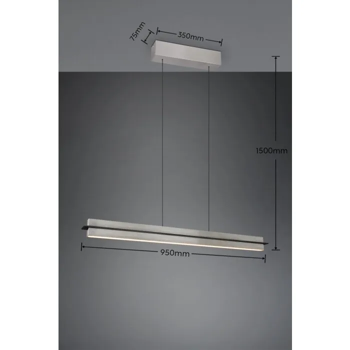 Illuminazione Trio Leuchten Emerson Lampada a sospensione LED Nichel opaco, 1-Luce