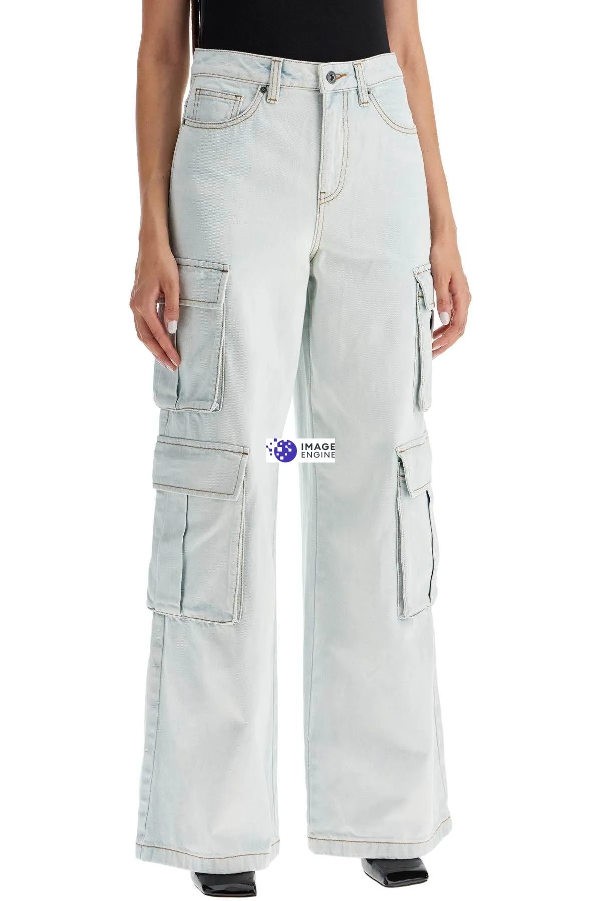 Jeans cargo in denim washed