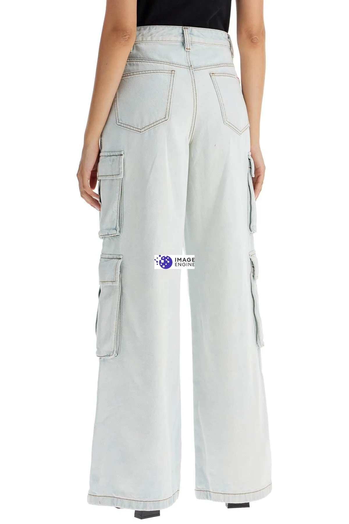 Jeans cargo in denim washed