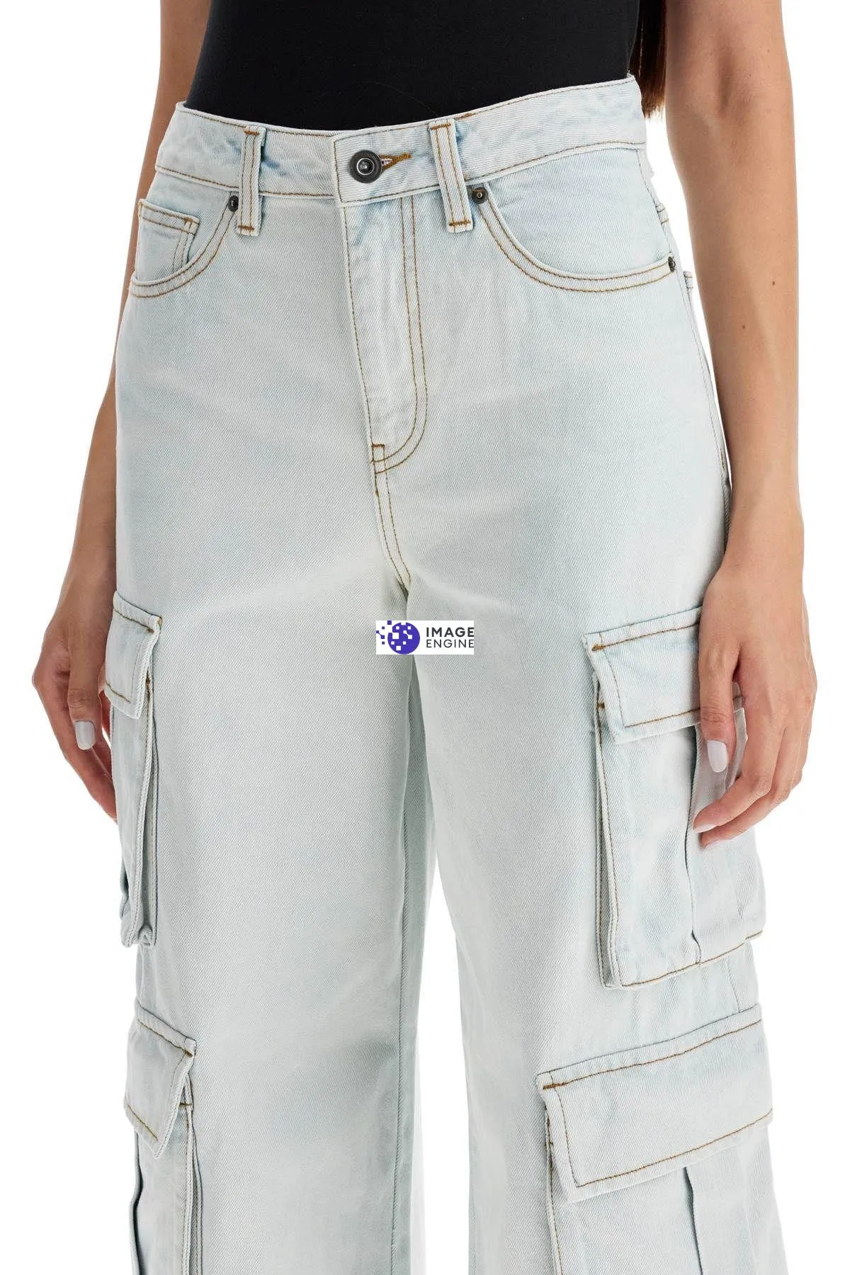 Jeans cargo in denim washed
