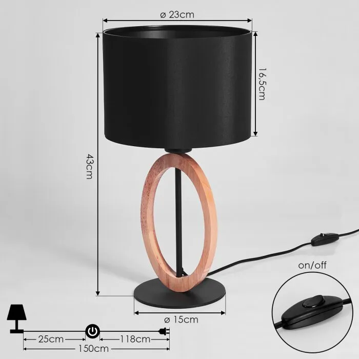 Kintore Lampada da tavolo Marrone, Nero, 1-Luce