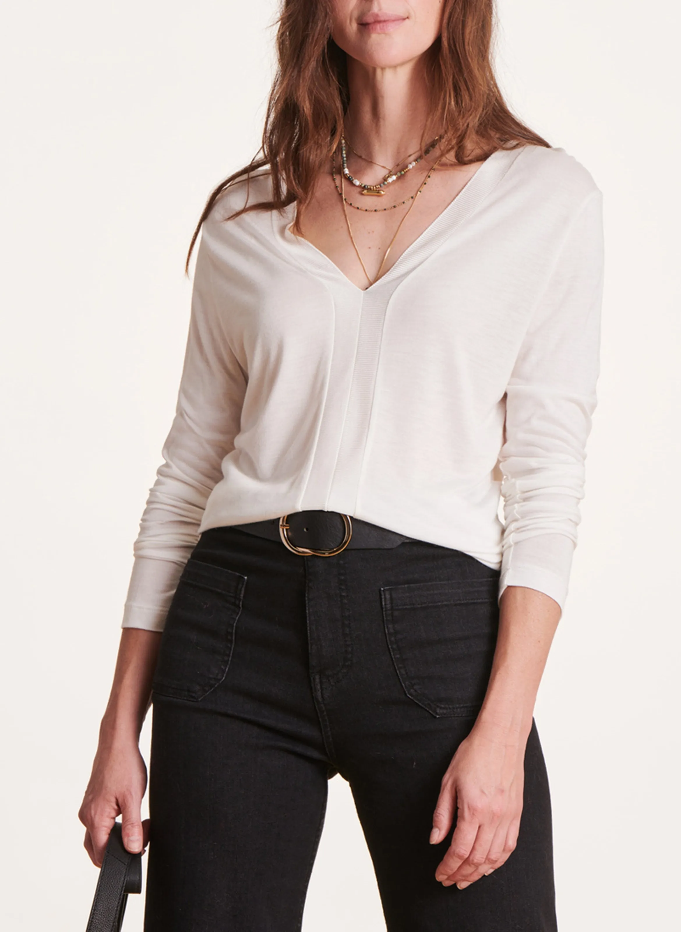 LA FEE MARABOUTEE   T-shirt con scollo a V | Bianco