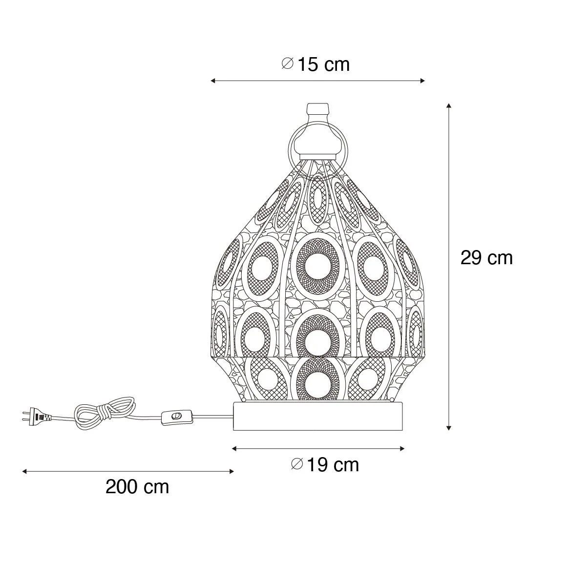 Lampada da tavolo orientale dorata 19 cm - Mowgli