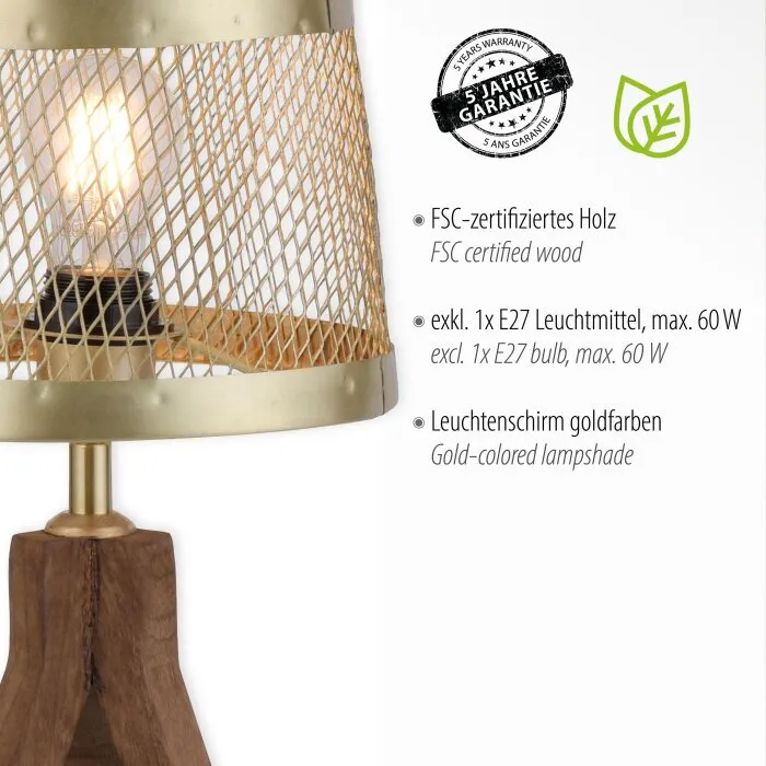 Leuchten-Direkt FREDERIK Lampada da terra Legno scuro, 1-Luce