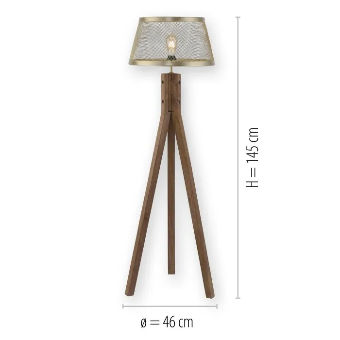Leuchten-Direkt FREDERIK Lampada da terra Legno scuro, 1-Luce