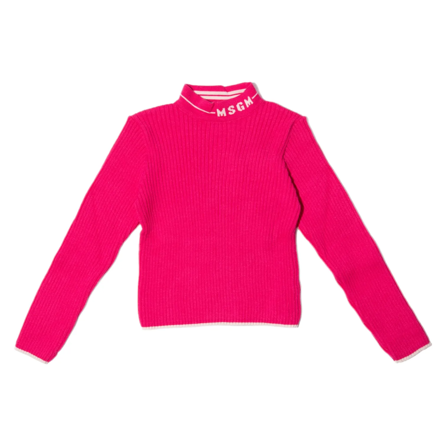 Maglia fucsia a costine per bambina