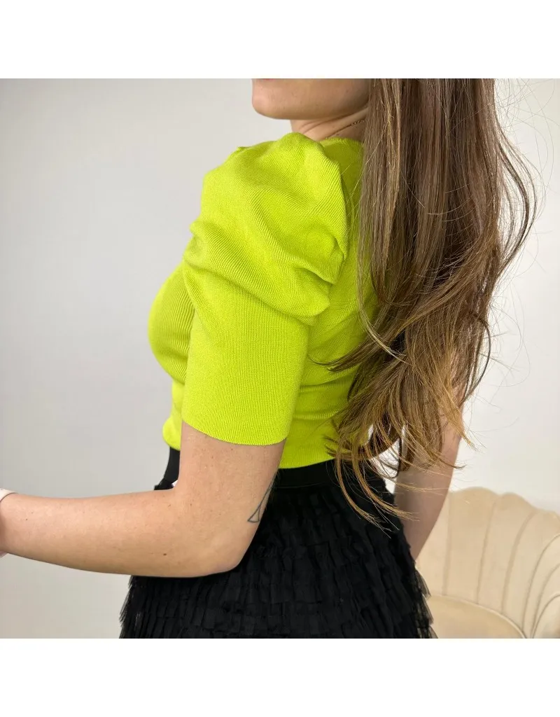 MAGLIA PUFF SLEEVE VERDE LIME