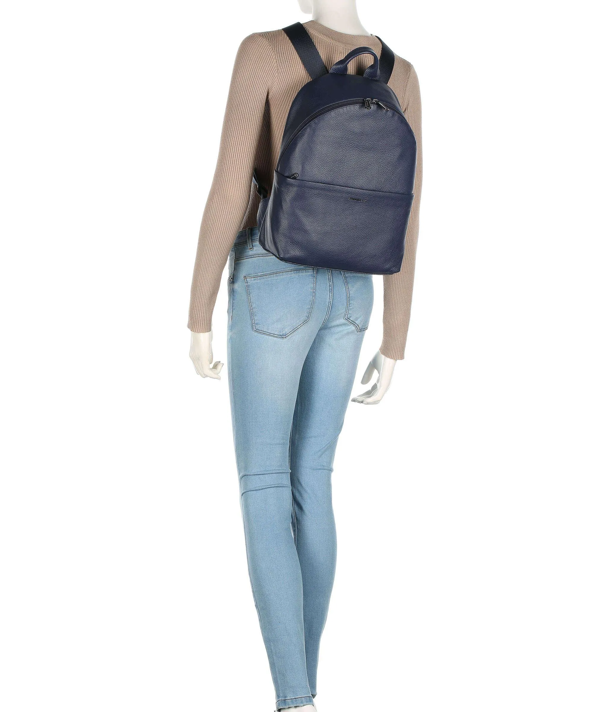  Mandarina Duck Mellow Leather Zaino 14″ pelle di vitello grana blu scuro  