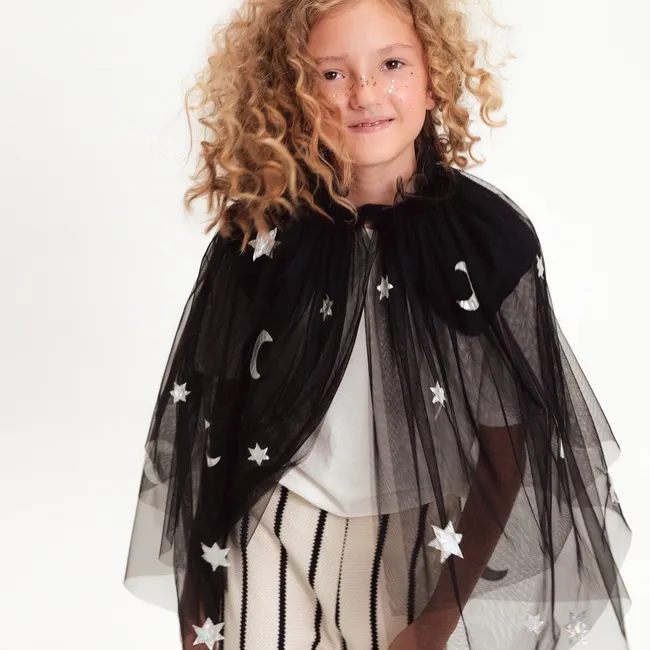 Mantello da strega nero con stelle per bambini
