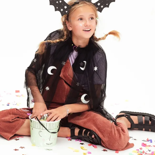 Mantello da strega nero con stelle per bambini
