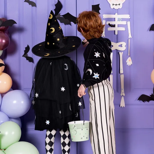 Mantello da strega nero con stelle per bambini