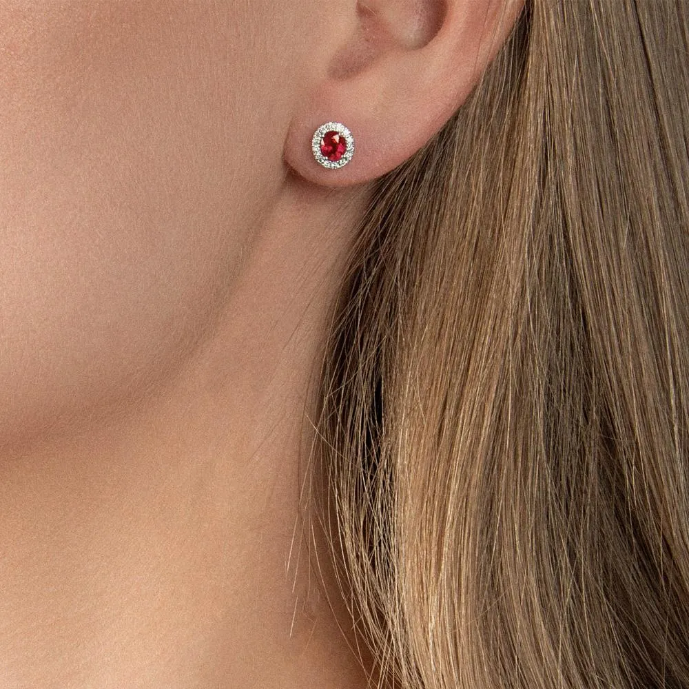 Orecchini rubini ovali 0,95ct diamanti 0,17ct Mirco Visconti