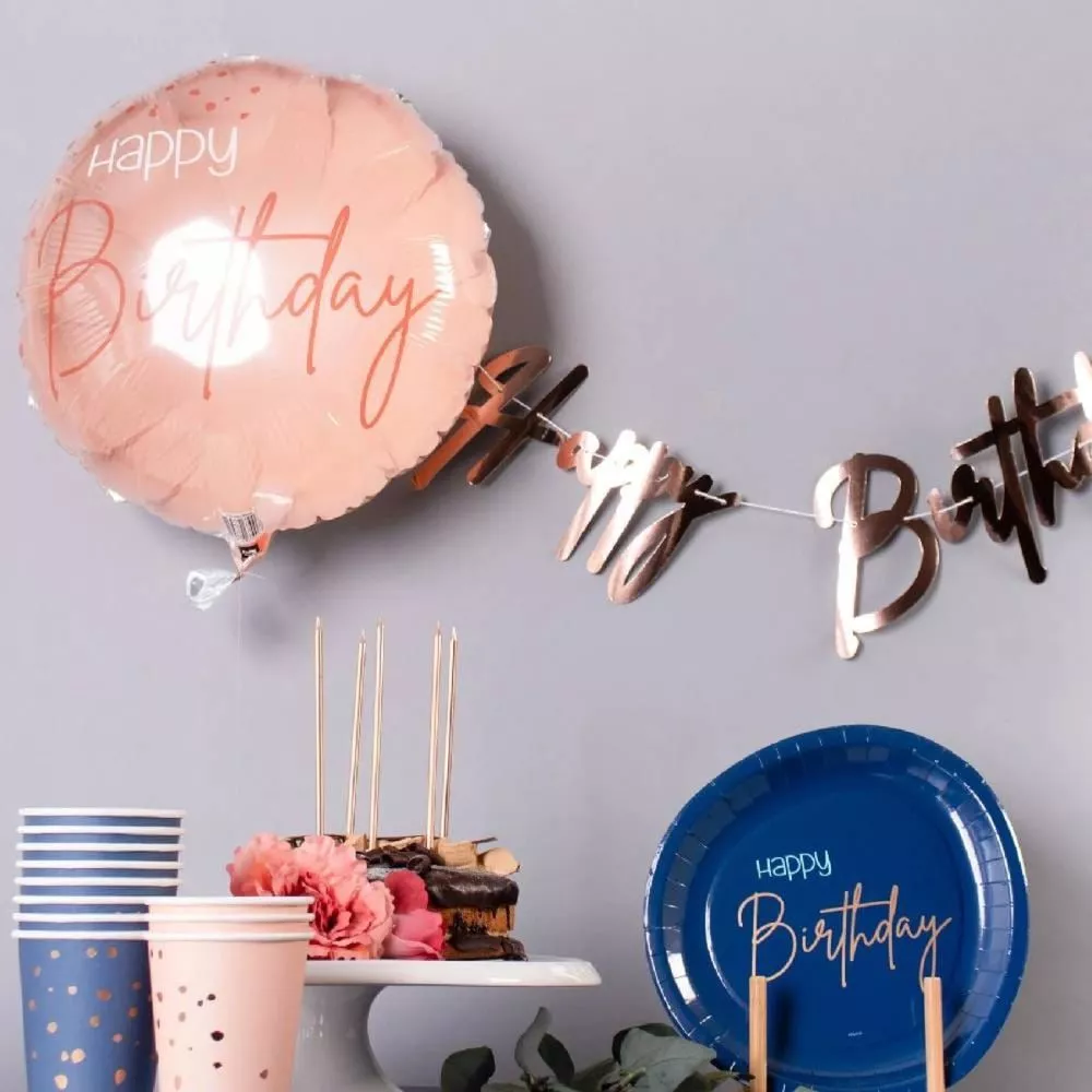 Palloncino Happy Birthday rosa