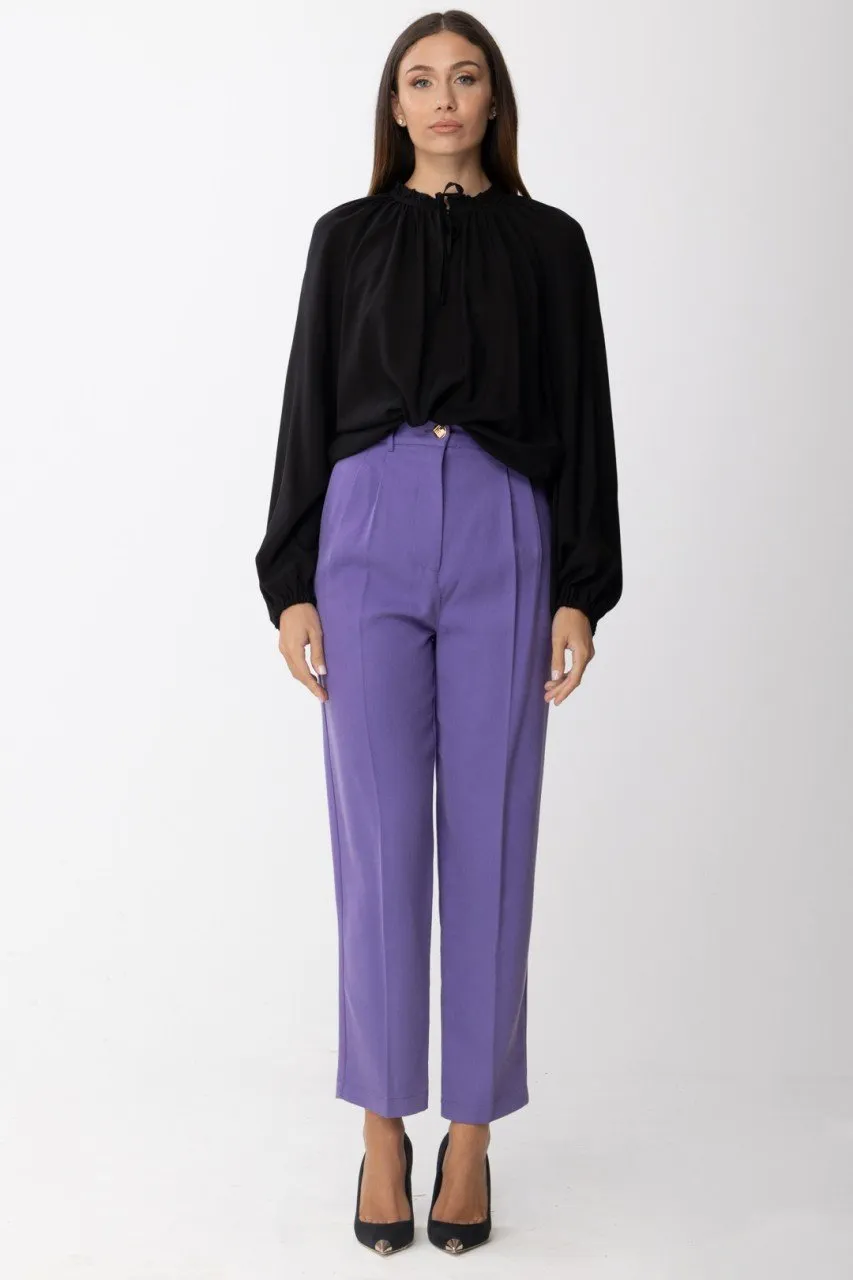 Pantalone vita alta con pence Ametista