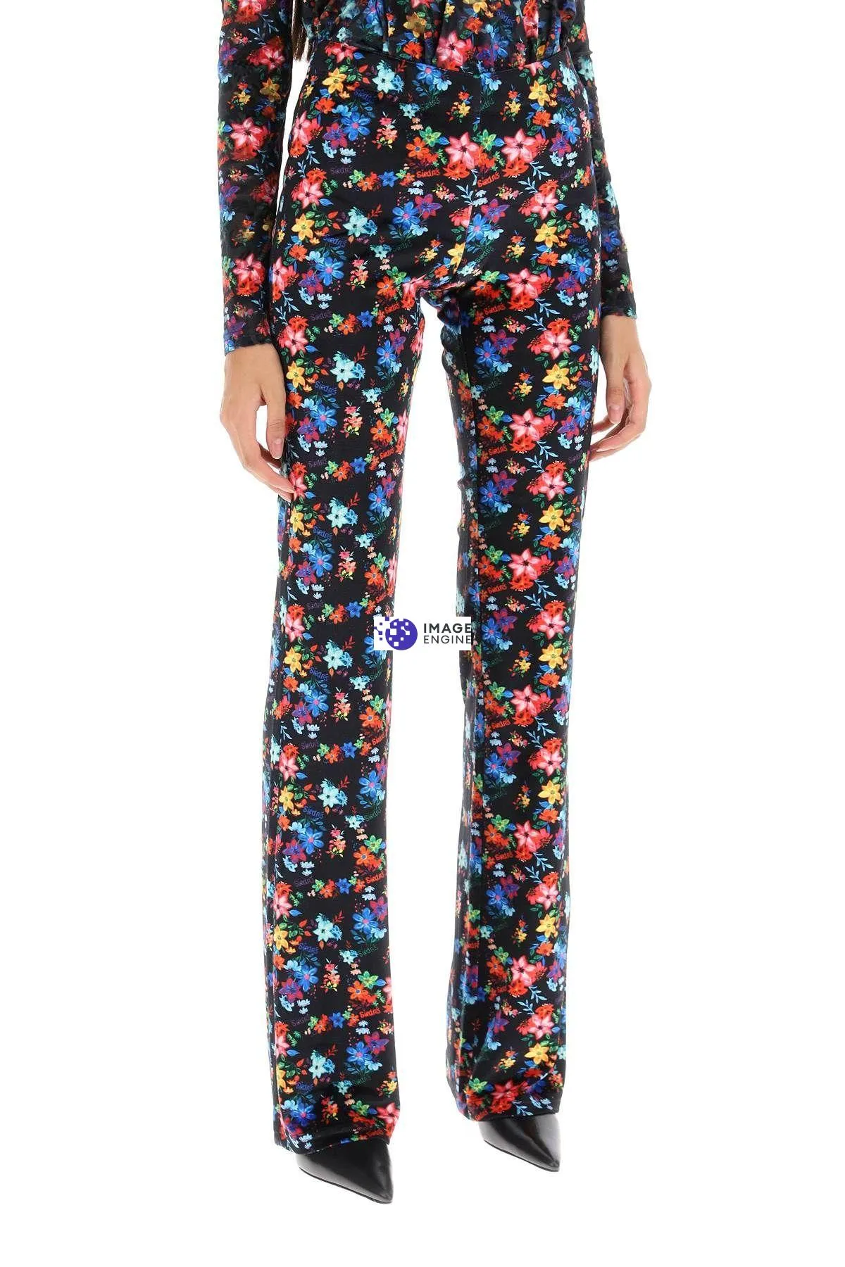 Pantaloni in velluto jacquard floreale Flo
