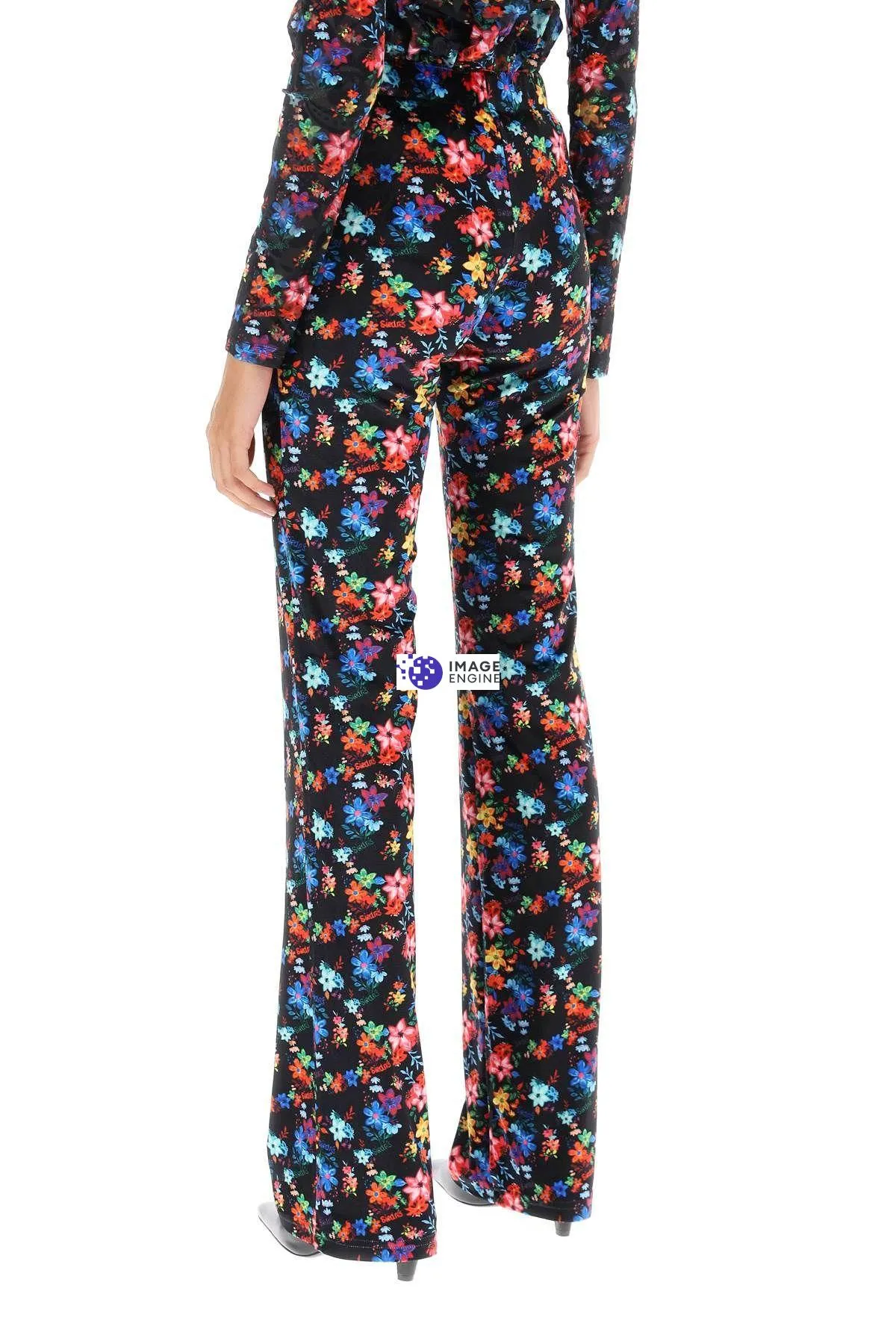 Pantaloni in velluto jacquard floreale Flo