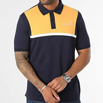 Polo a manica corta con strisce 40343 Mixable blu navy giallo