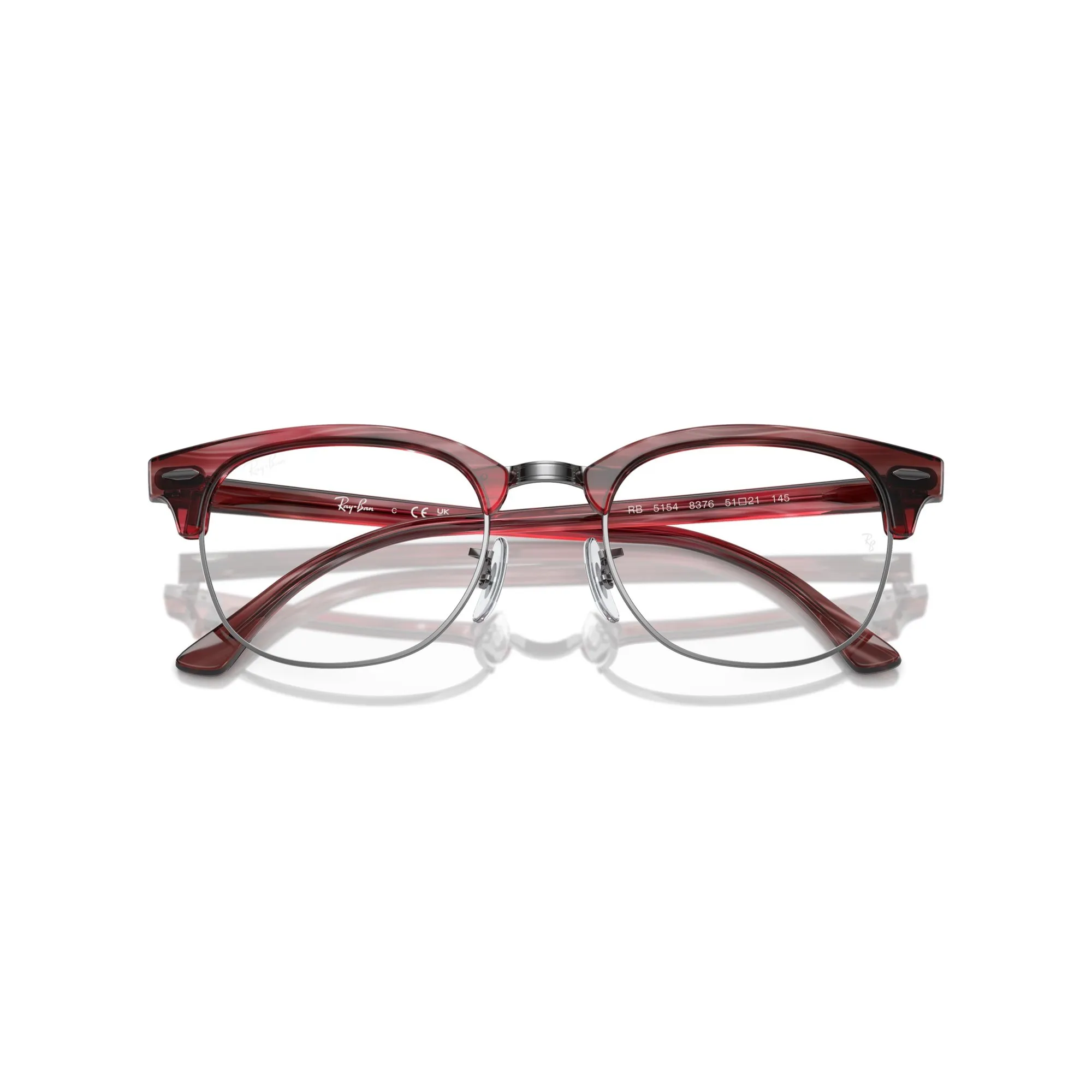   Ray-Ban RX 5154 Clubmaster 8376 Rosso Striato | Occhiale Da Vista Unisex 